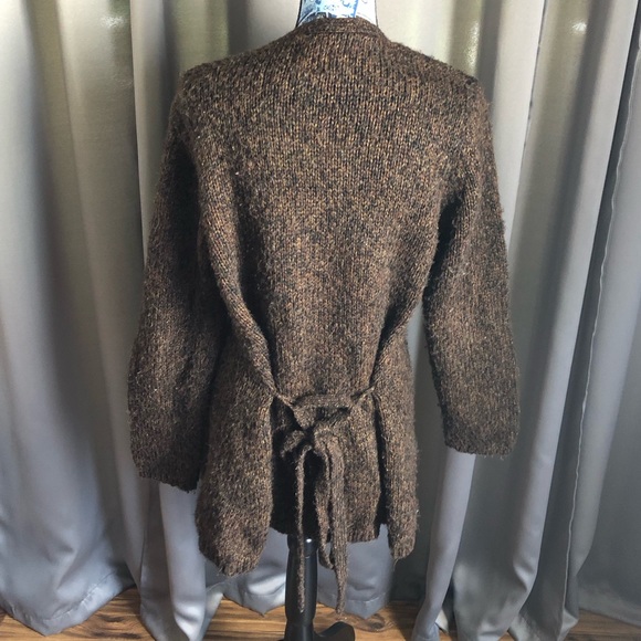 A.M.I. Knit Long Sleeve Open Front Tie Front or Back Cardigan Sweater - Picture 6 of 12